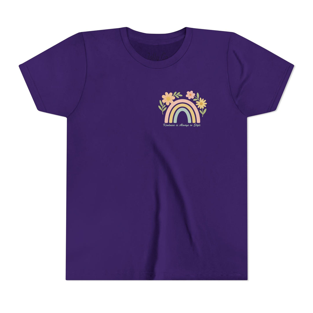 Rainbow and Flowers, Be Kind Kids Short Sleeve Tee - Jolly Co Creations