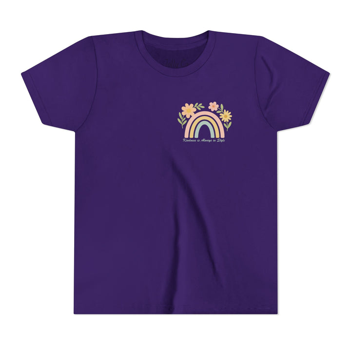Rainbow and Flowers, Be Kind Kids Short Sleeve Tee - Jolly Co Creations