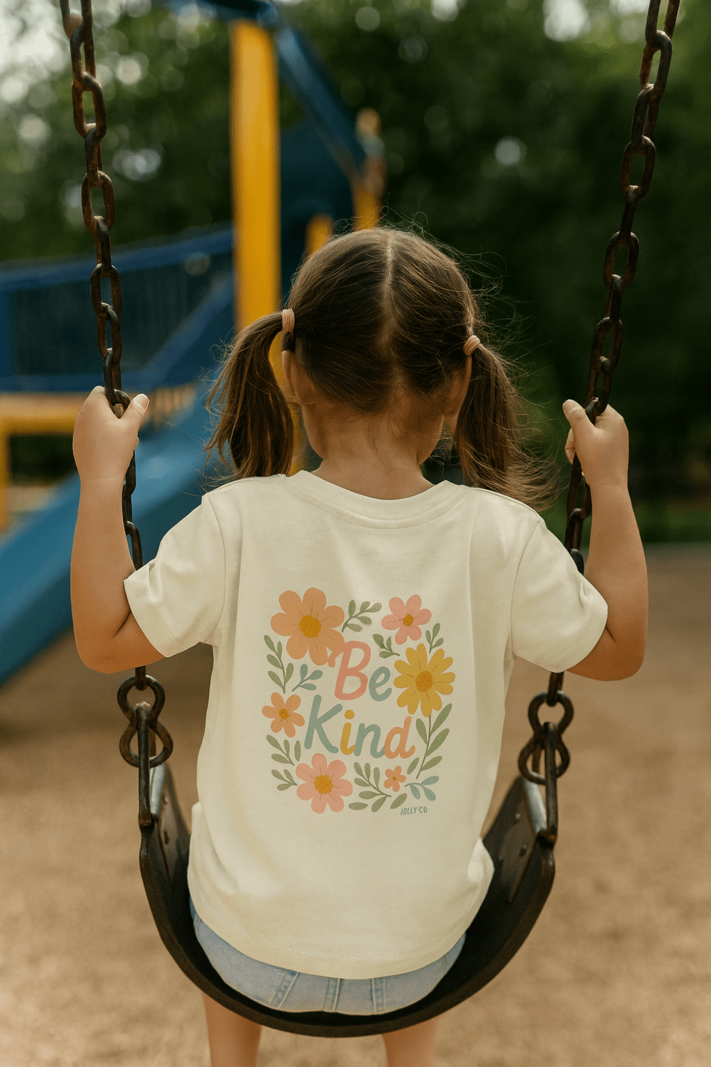 Rainbow and Flowers, Be Kind Toddler Short Sleeve Tee - Jolly Co Creations