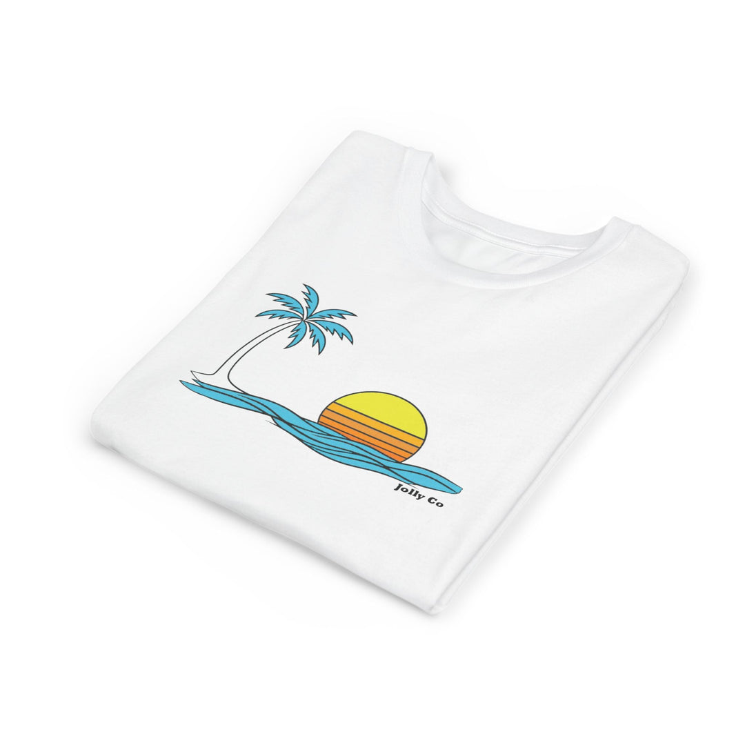 Retro Sunset Palm Tree Kids Short Sleeve Tee - Jolly Co Creations