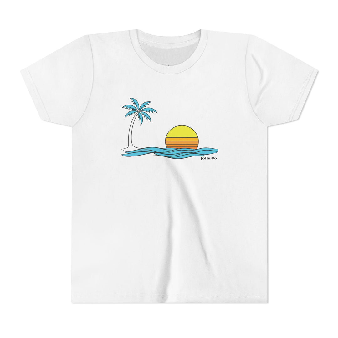 Retro Sunset Palm Tree Kids Short Sleeve Tee - Jolly Co Creations