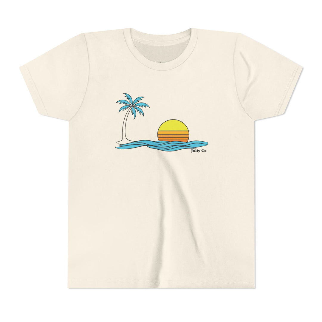 Retro Sunset Palm Tree Kids Short Sleeve Tee - Jolly Co Creations