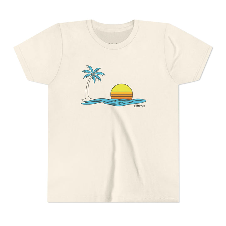 Retro Sunset Palm Tree Kids Short Sleeve Tee - Jolly Co Creations