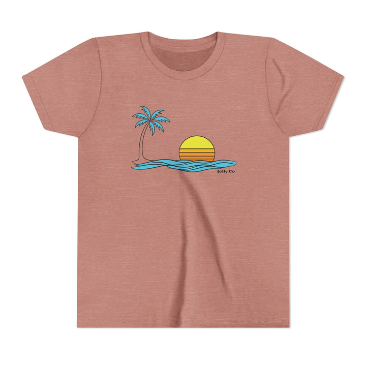 Retro Sunset Palm Tree Kids Short Sleeve Tee - Jolly Co Creations